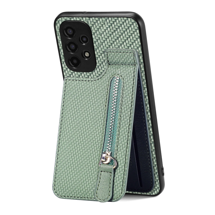 Carbon Fiber Vertical Flip Zipper Wallet Phone Case