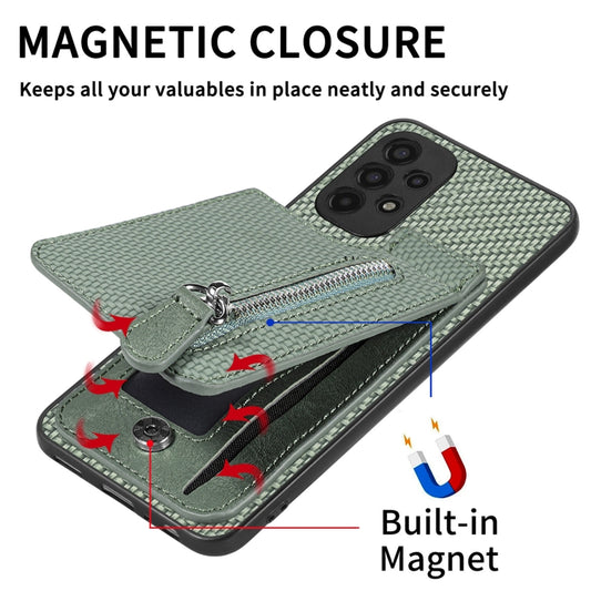 Carbon Fiber Vertical Flip Zipper Wallet Phone Case