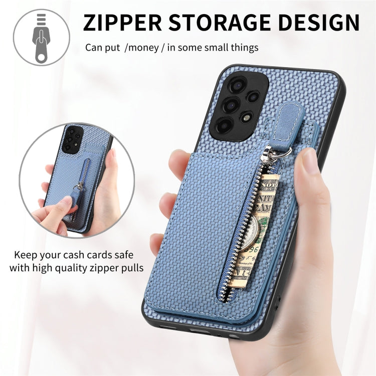 Carbon Fiber Vertical Flip Zipper Wallet Phone Case