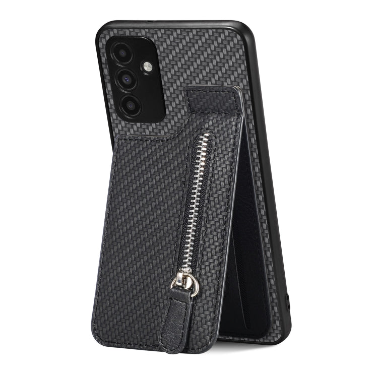 Carbon Fiber Vertical Flip Zipper Wallet Phone Case