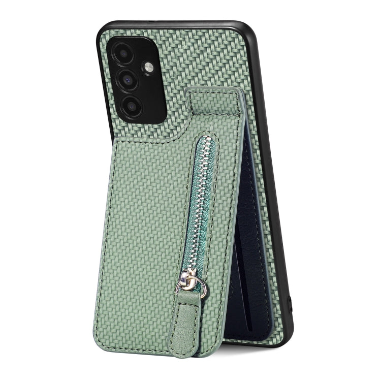 Carbon Fiber Vertical Flip Zipper Wallet Phone Case