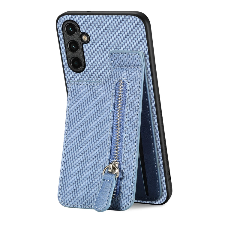 Carbon Fiber Vertical Flip Zipper Wallet Phone Case
