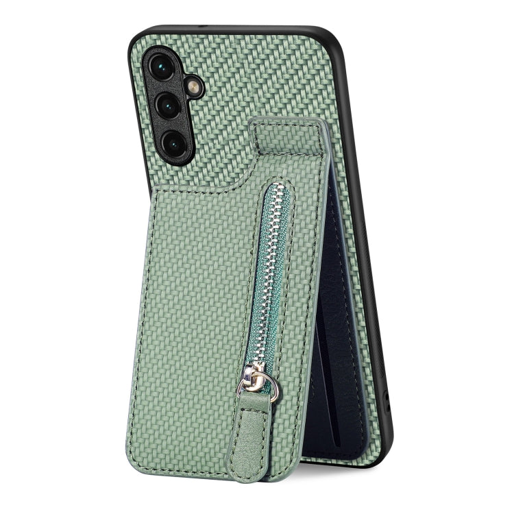 Carbon Fiber Vertical Flip Zipper Wallet Phone Case