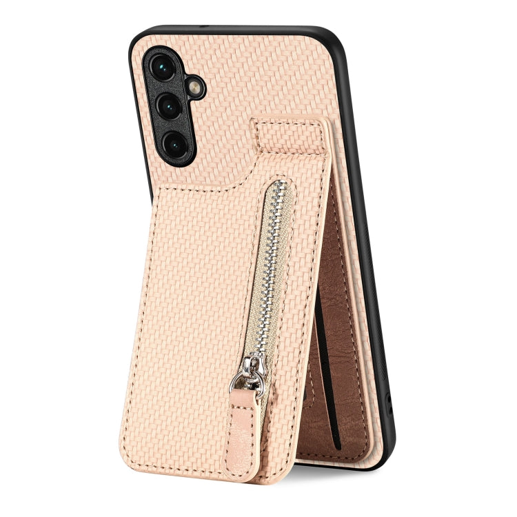 Carbon Fiber Vertical Flip Zipper Wallet Phone Case