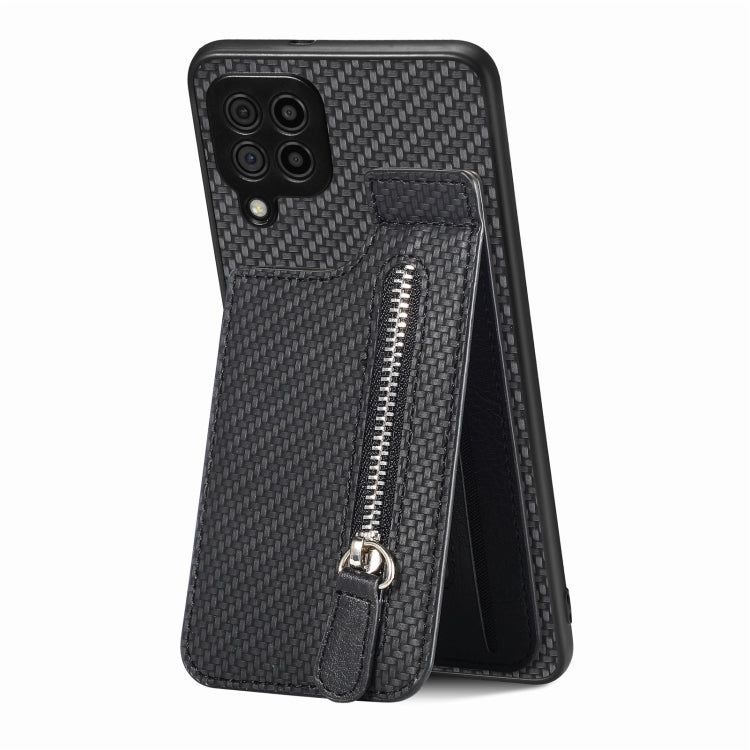 Carbon Fiber Vertical Flip Zipper Wallet Phone Case