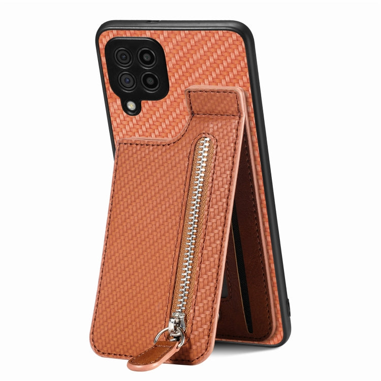 Carbon Fiber Vertical Flip Zipper Wallet Phone Case
