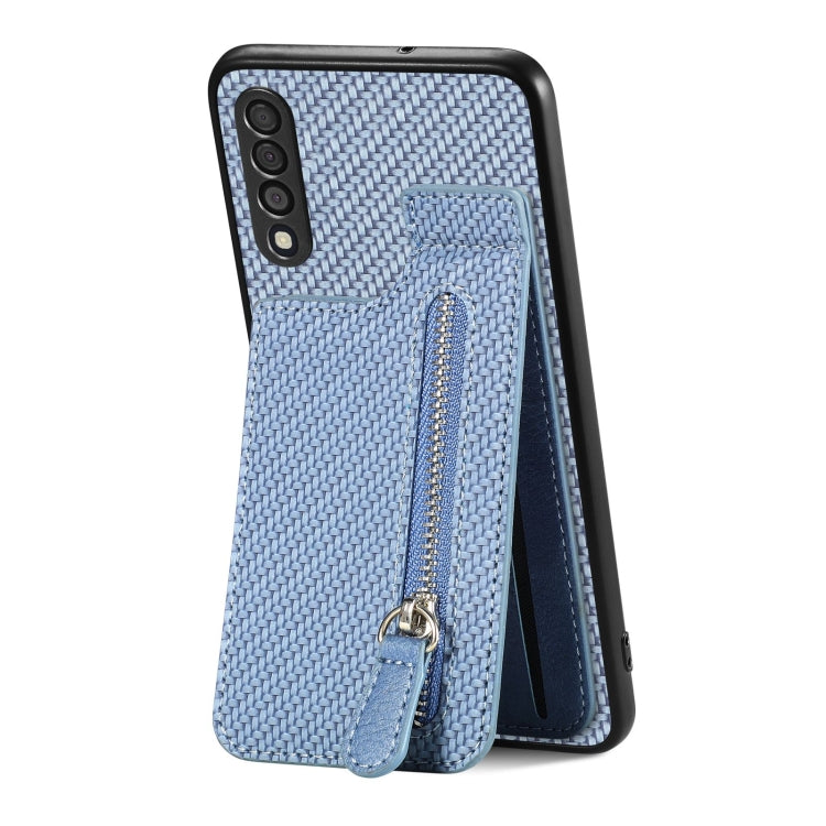 Carbon Fiber Vertical Flip Zipper Wallet Phone Case