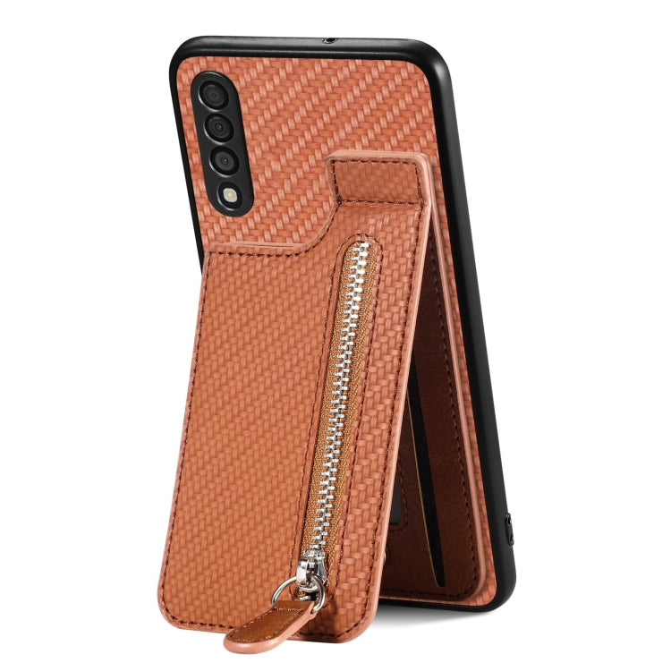 Carbon Fiber Vertical Flip Zipper Wallet Phone Case