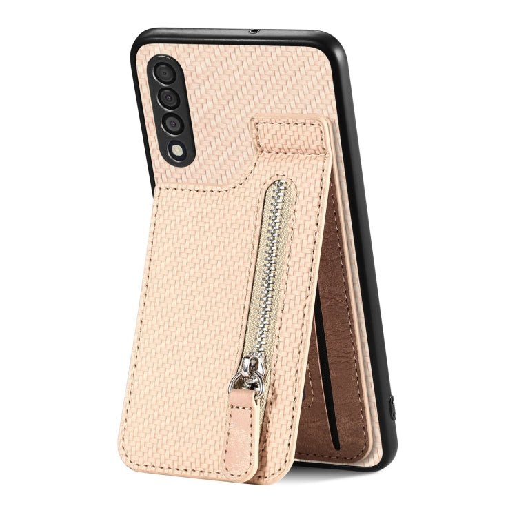 Carbon Fiber Vertical Flip Zipper Wallet Phone Case