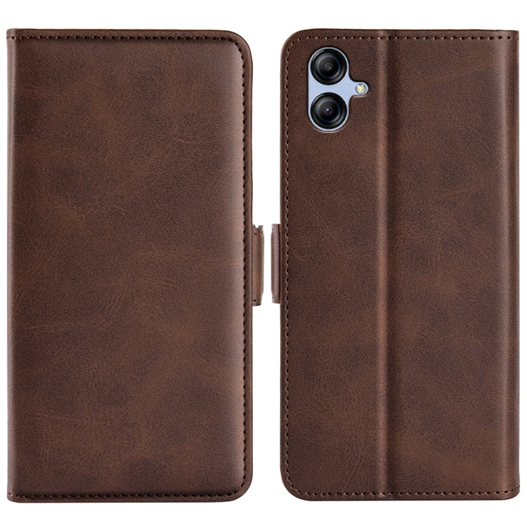 For Samsung Galaxy A04e Dual-side Magnetic Buckle Horizontal Flip Leather Phone Case