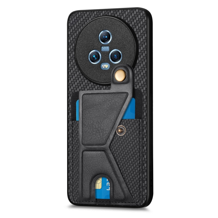 Carbon Fiber Wallet Flip Card K-shaped Holder Phone Case