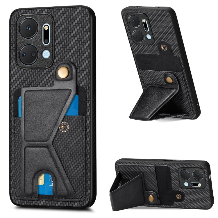 Carbon Fiber Wallet Flip Card K-shaped Holder Phone Case