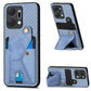 Carbon Fiber Wallet Flip Card K-shaped Holder Phone Case