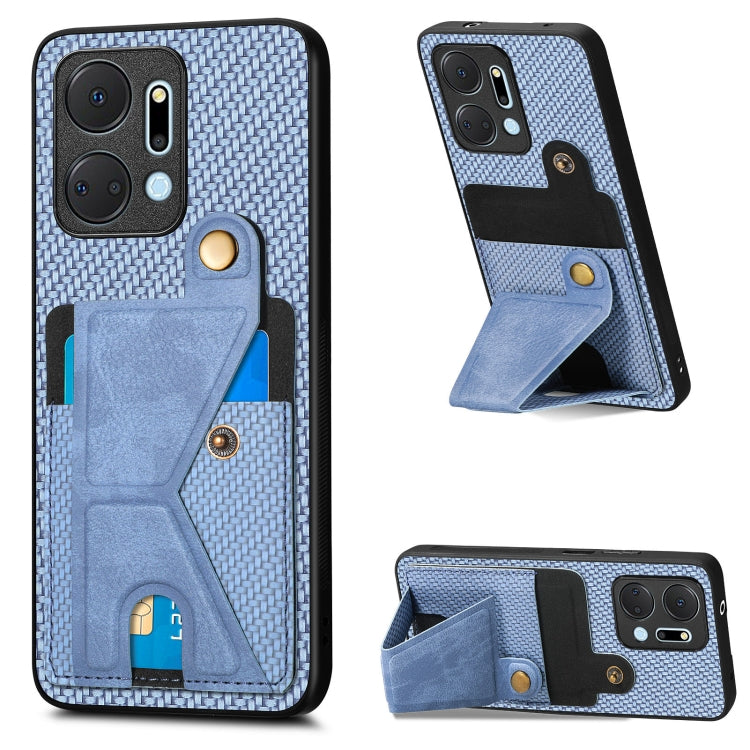 Carbon Fiber Wallet Flip Card K-shaped Holder Phone Case