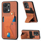 Carbon Fiber Wallet Flip Card K-shaped Holder Phone Case