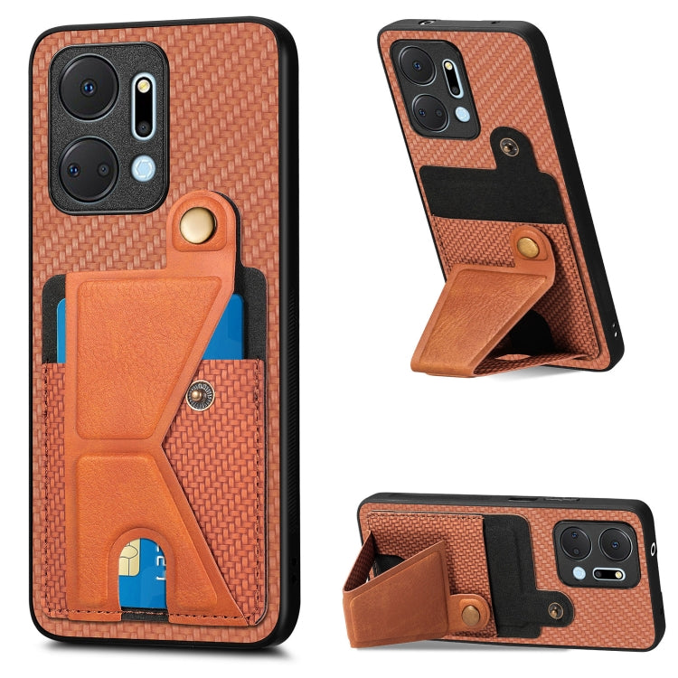 Carbon Fiber Wallet Flip Card K-shaped Holder Phone Case