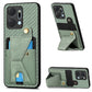 Carbon Fiber Wallet Flip Card K-shaped Holder Phone Case