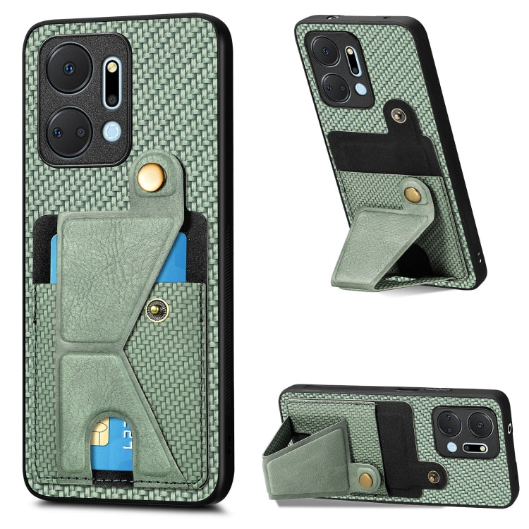 Carbon Fiber Wallet Flip Card K-shaped Holder Phone Case