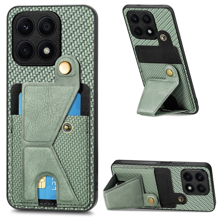 Carbon Fiber Wallet Flip Card K-shaped Holder Phone Case