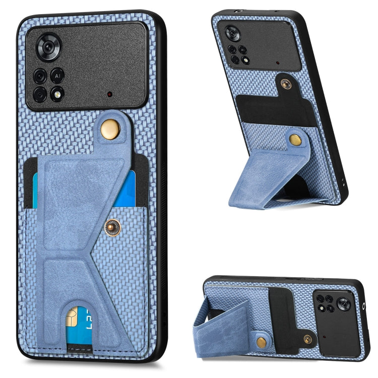 Carbon Fiber Wallet Flip Card K-shaped Holder Phone Case