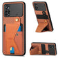 Carbon Fiber Wallet Flip Card K-shaped Holder Phone Case
