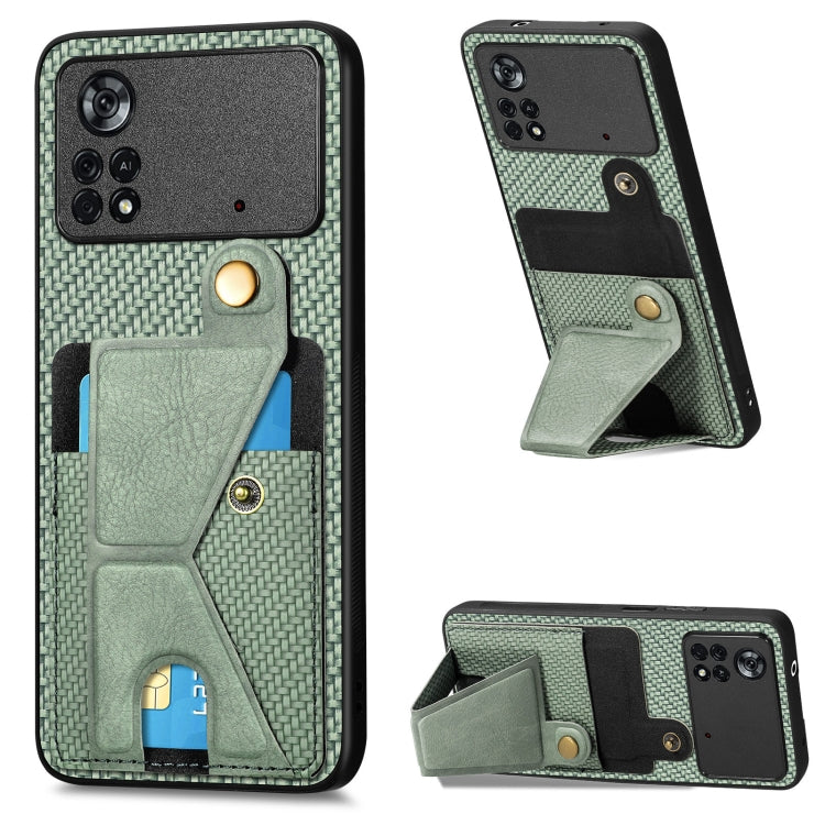 Carbon Fiber Wallet Flip Card K-shaped Holder Phone Case