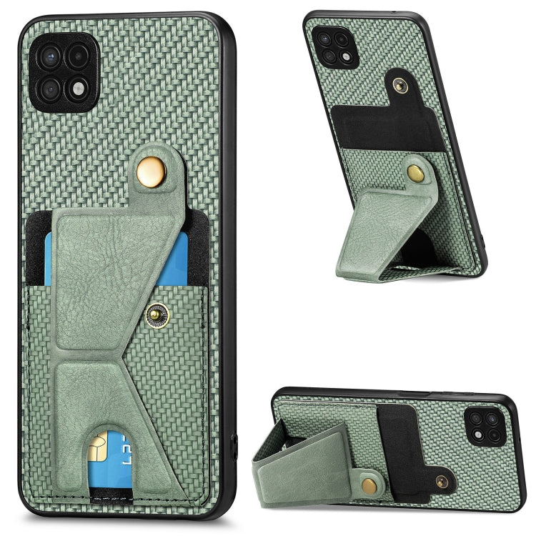 Carbon Fiber Wallet Flip Card K-shaped Holder Phone Case