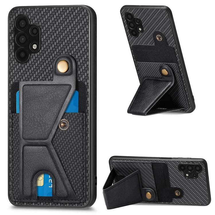 Carbon Fiber Wallet Flip Card K-shaped Holder Phone Case