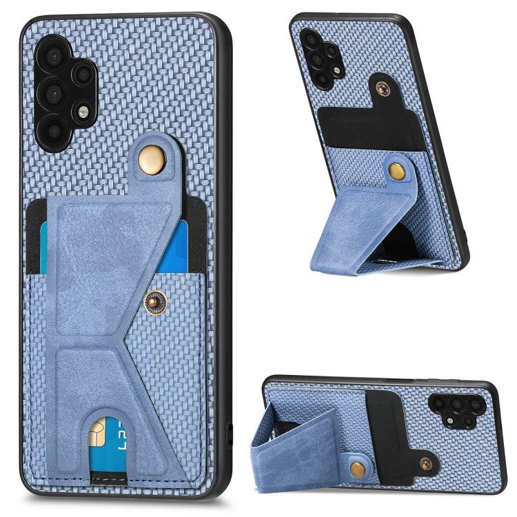 Carbon Fiber Wallet Flip Card K-shaped Holder Phone Case