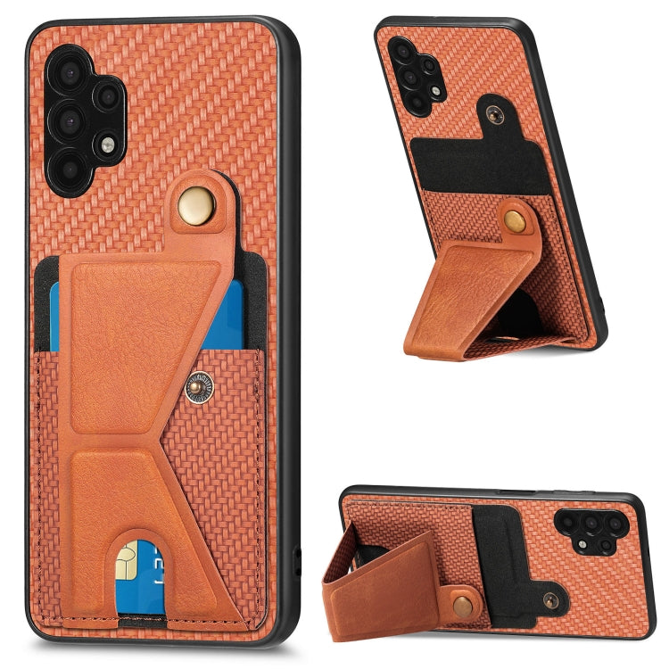 Carbon Fiber Wallet Flip Card K-shaped Holder Phone Case