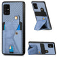 Carbon Fiber Wallet Flip Card K-shaped Holder Phone Case