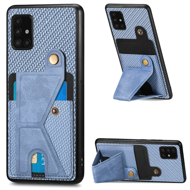 Carbon Fiber Wallet Flip Card K-shaped Holder Phone Case