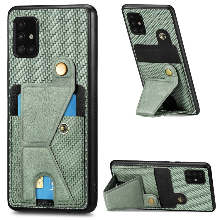 Carbon Fiber Wallet Flip Card K-shaped Holder Phone Case