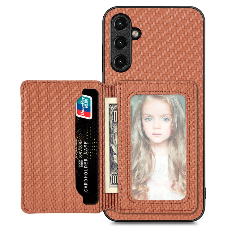 Carbon Fiber Magnetic Card Wallet Bag Phone Case