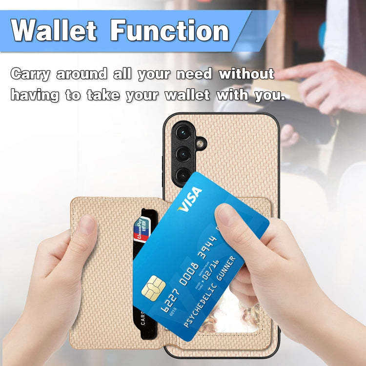 Carbon Fiber Magnetic Card Wallet Bag Phone Case