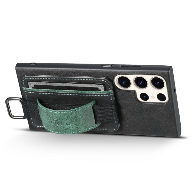 Suteni H13 Card Wallet Wrist Strap Holder PU Phone Case