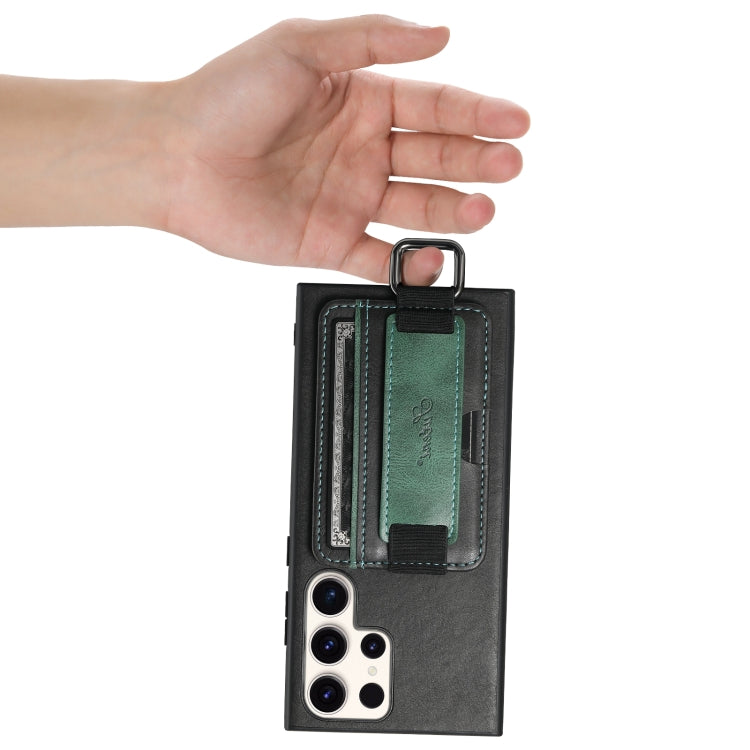 Suteni H13 Card Wallet Wrist Strap Holder PU Phone Case