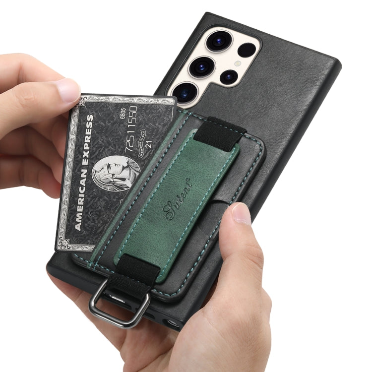 Suteni H13 Card Wallet Wrist Strap Holder PU Phone Case
