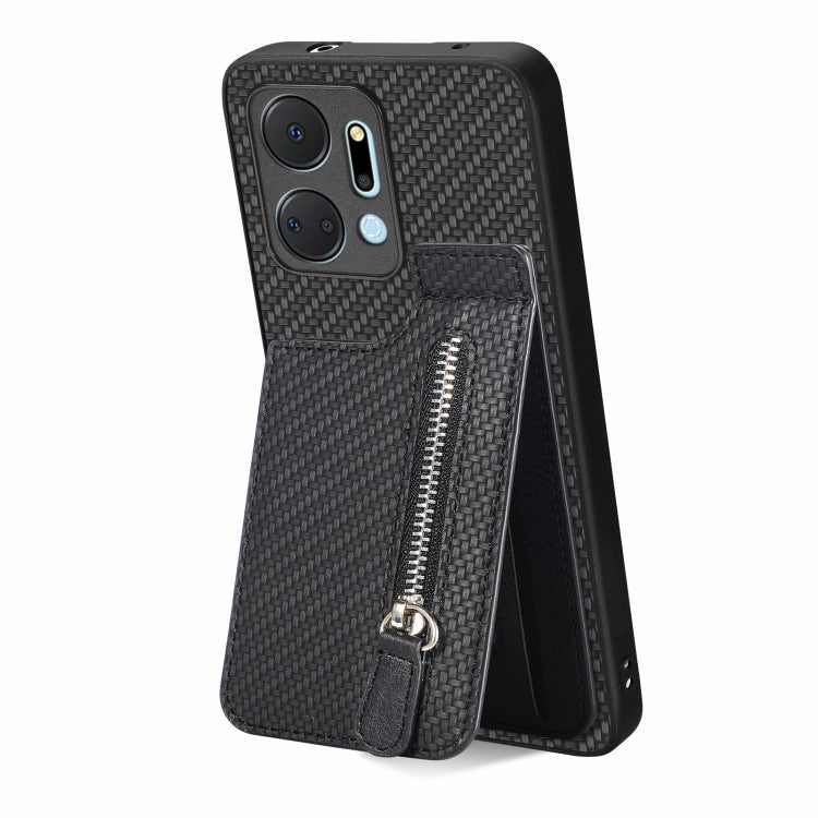 Carbon Fiber Vertical Flip Zipper Phone Case
