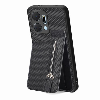 Carbon Fiber Vertical Flip Zipper Phone Case