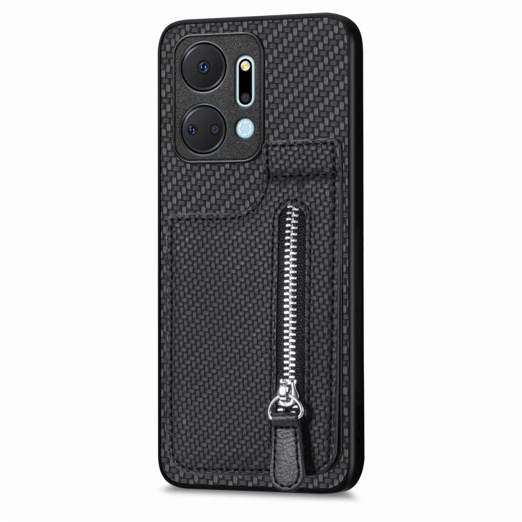 Carbon Fiber Vertical Flip Zipper Phone Case