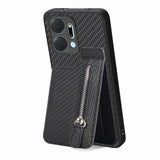 Carbon Fiber Vertical Flip Zipper Phone Case