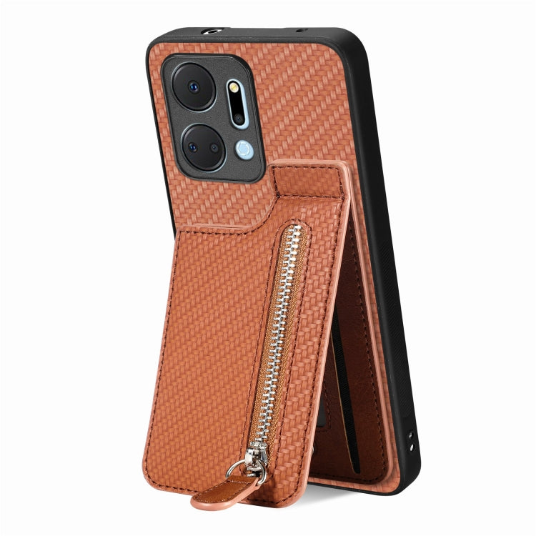 Carbon Fiber Vertical Flip Zipper Phone Case