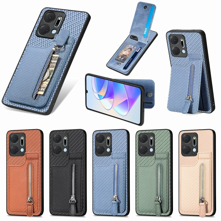Carbon Fiber Vertical Flip Zipper Phone Case