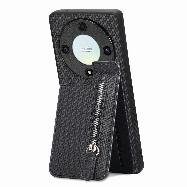 Carbon Fiber Vertical Flip Zipper Phone Case