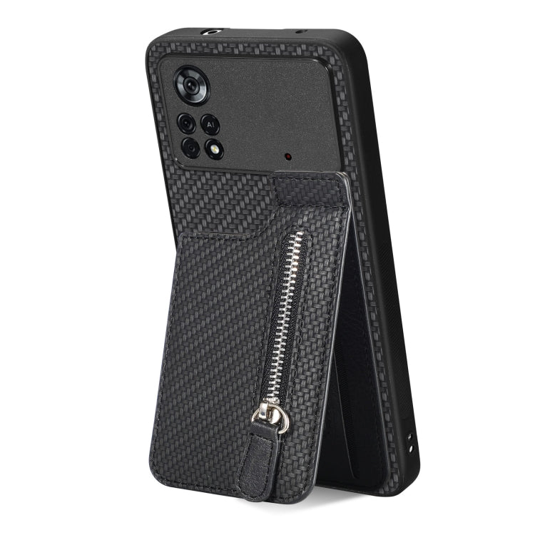 Carbon Fiber Vertical Flip Zipper Phone Case