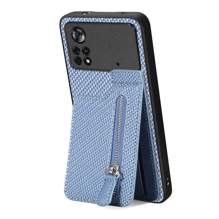 Carbon Fiber Vertical Flip Zipper Phone Case