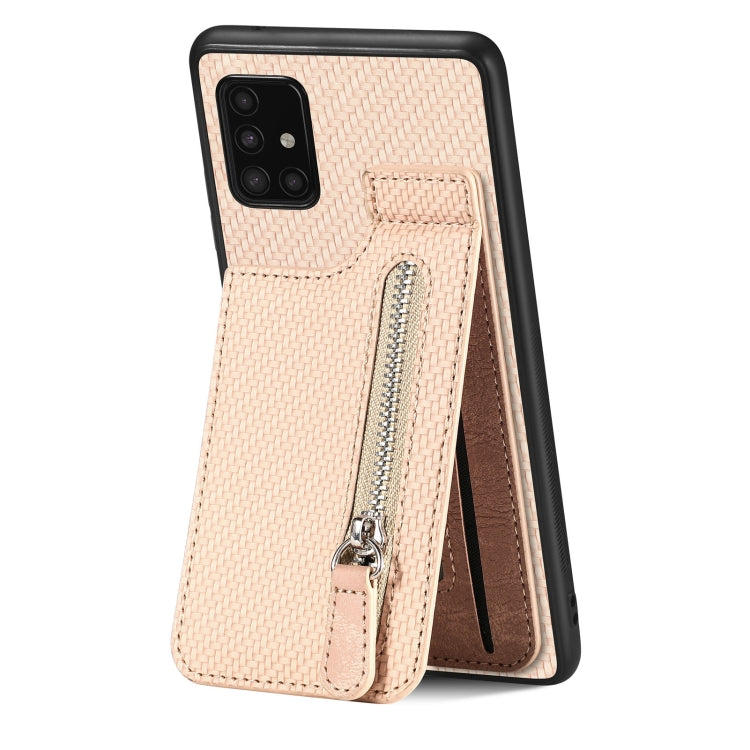 Carbon Fiber Vertical Flip Zipper Phone Case