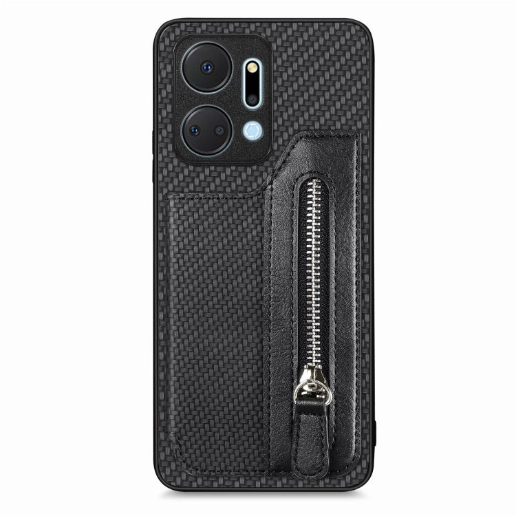 Carbon Fiber Horizontal Flip Zipper Wallet Phone Case