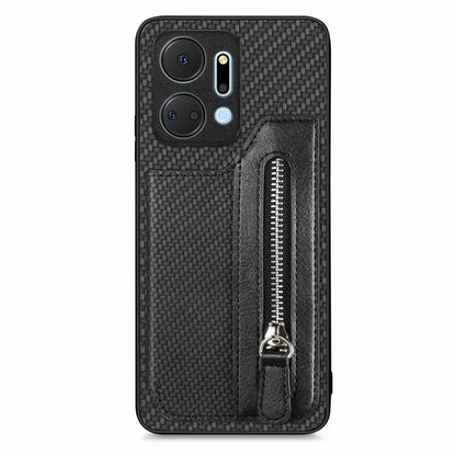 Carbon Fiber Horizontal Flip Zipper Wallet Phone Case